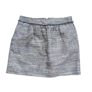 Gap Mini Skirt Tweed Metallic Sz 2 Blue Gray Pleated Academia Holiday